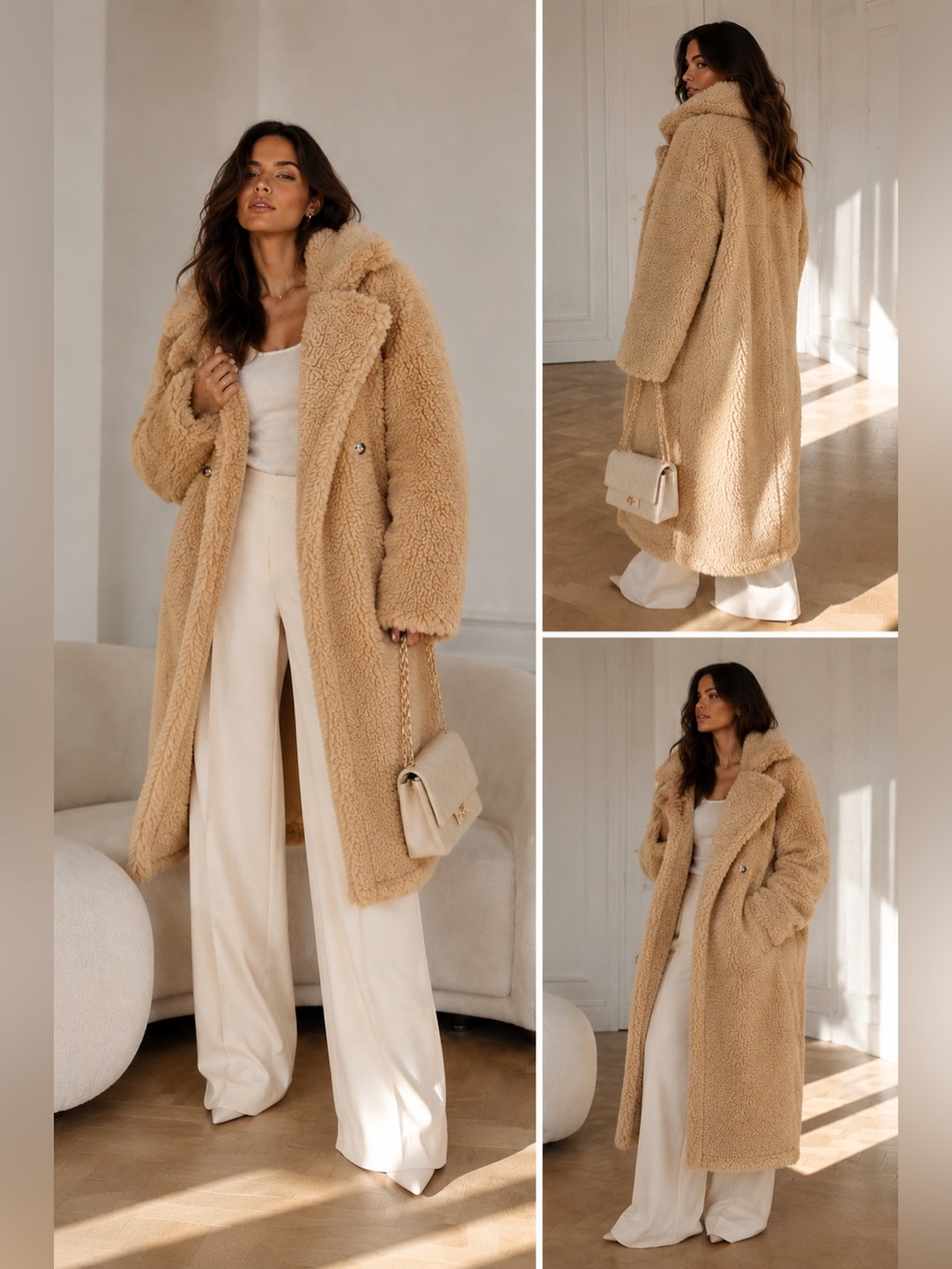 Cozy Teddy Faux-Shearling Coat - Camel